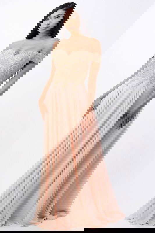 Plus Size Chiffon Embellished Dress - ShopEbonyMonique