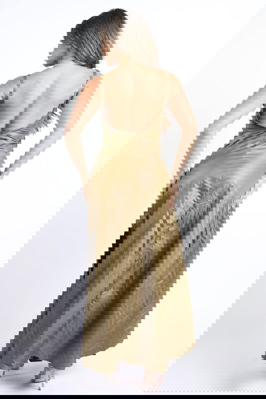 Ruched Cowl Neck Maxi Dress - ShopEbonyMonique