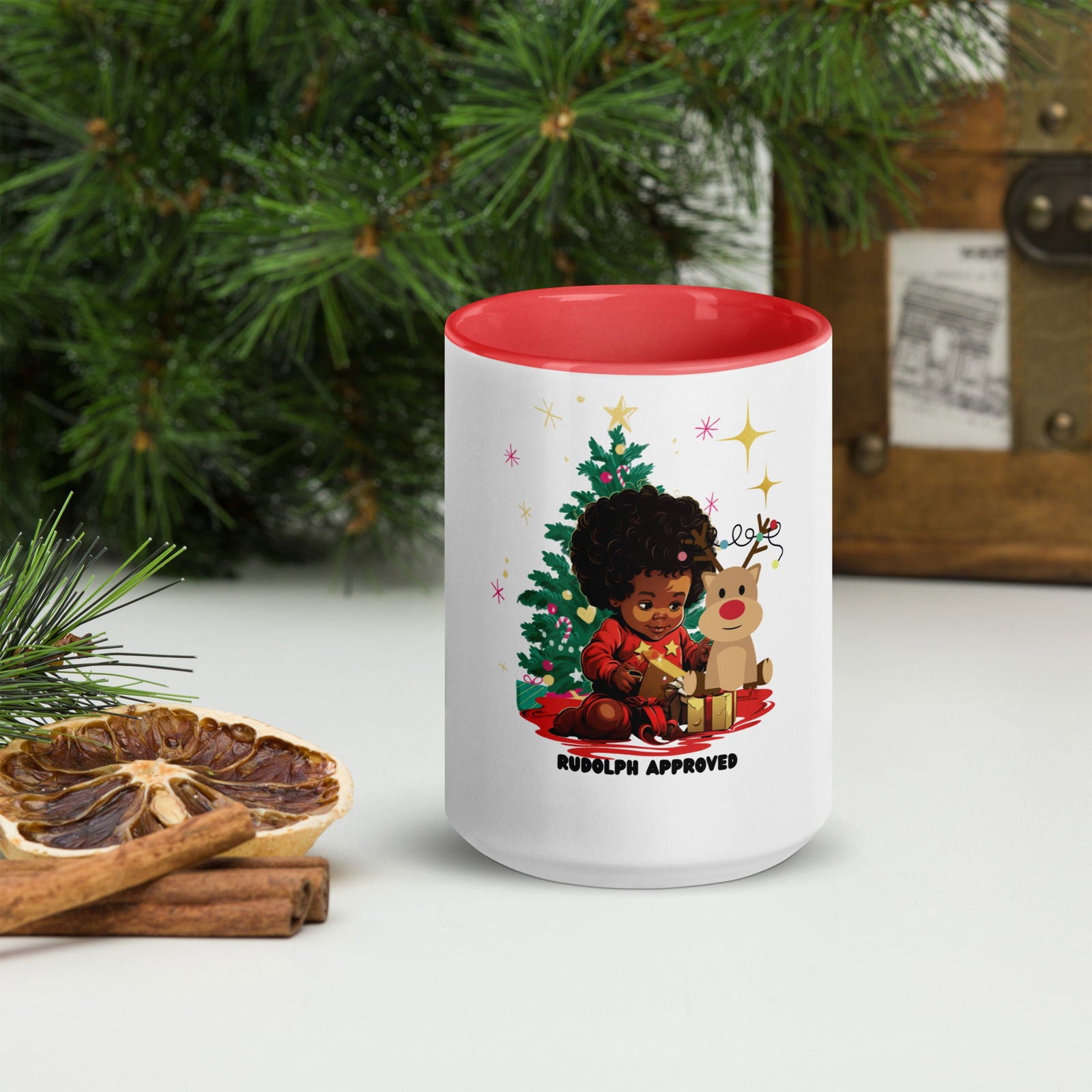 Rudolph Mug with Color Inside - ShopEbonyMonique