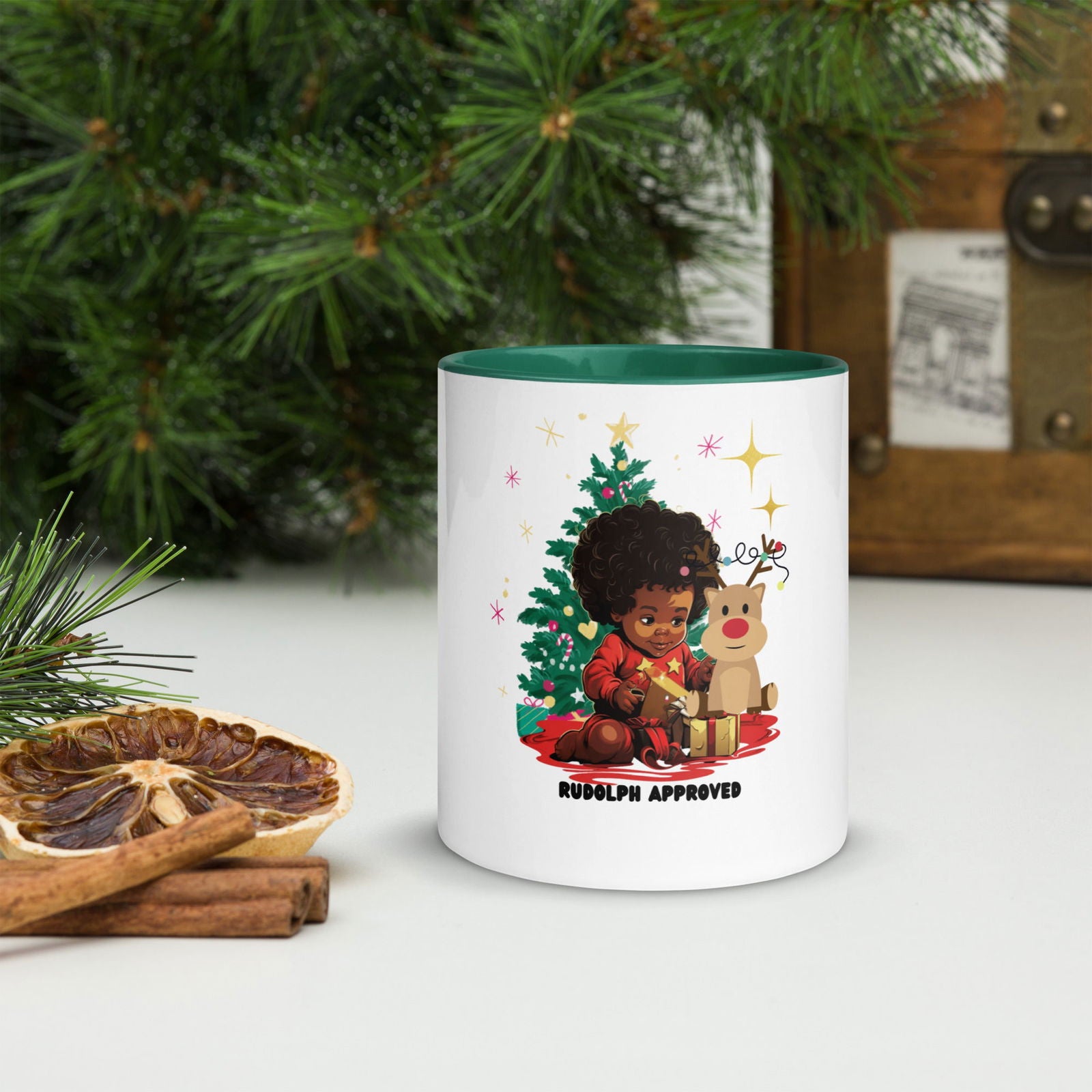 Rudolph Mug with Color Inside - ShopEbonyMonique