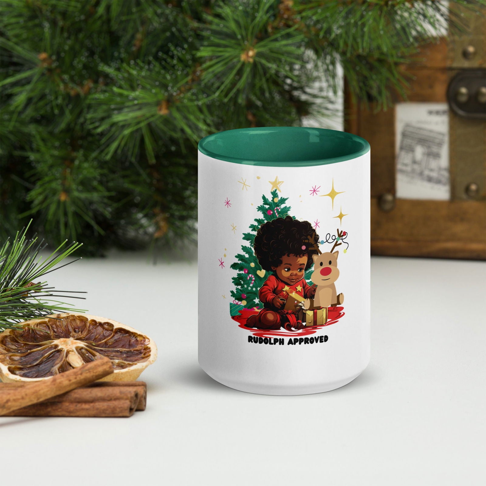 Rudolph Mug with Color Inside - ShopEbonyMonique