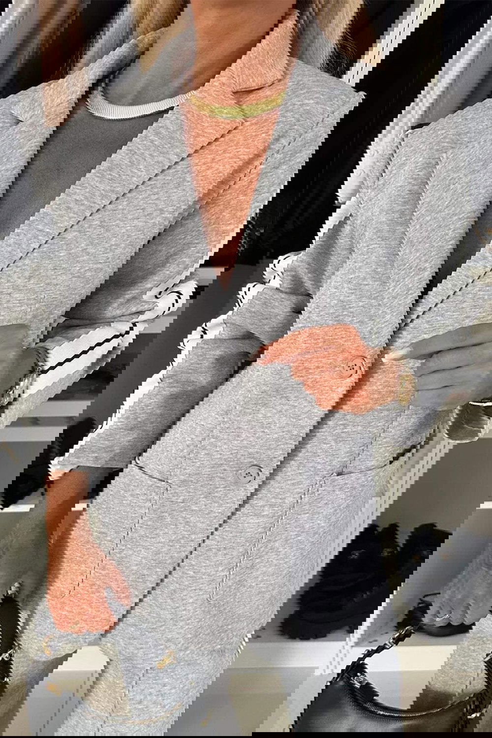 Stripe Contrast Lapel Collar Top and Pants Set - ShopEbonyMonique