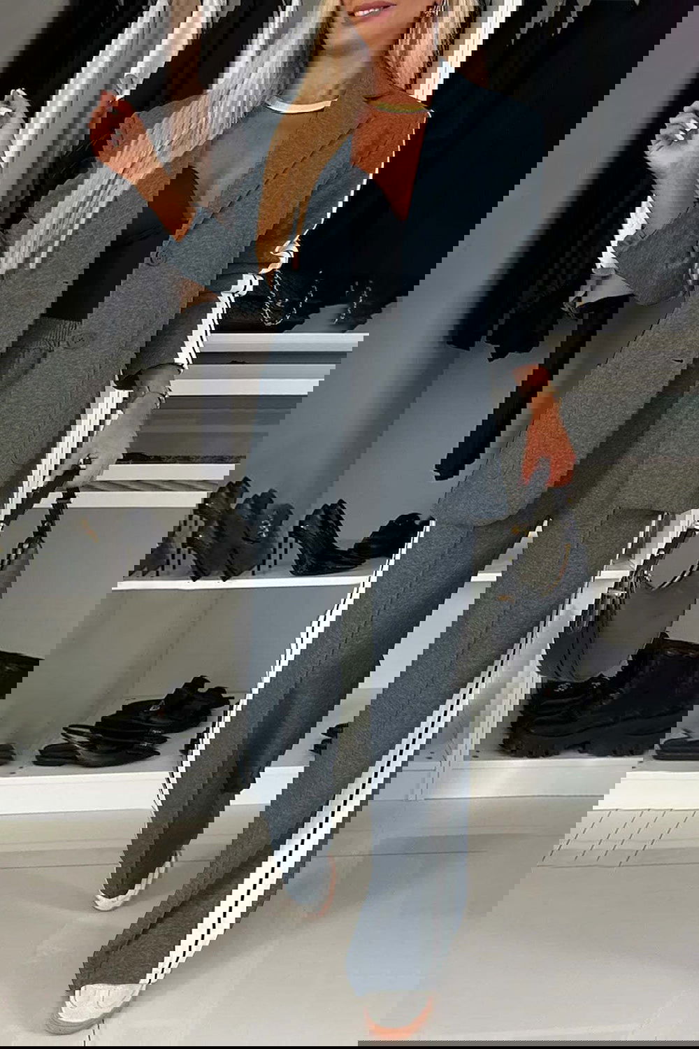 Stripe Contrast Lapel Collar Top and Pants Set - ShopEbonyMonique