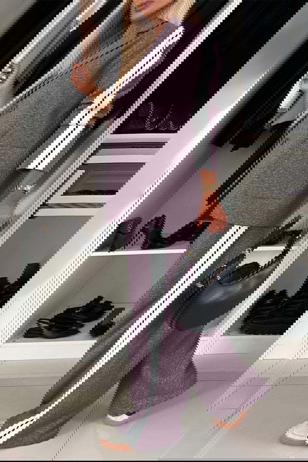 Stripe Contrast Lapel Collar Top and Pants Set - ShopEbonyMonique