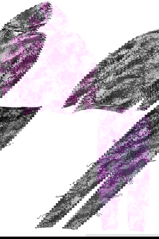 TYE DYE SLEEVE TOGGLE HOODIE AND SWEAT SET - ShopEbonyMonique