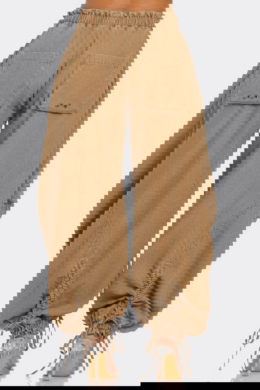 Urban Chic Drawstring Denim Cargo Pants - ShopEbonyMonique