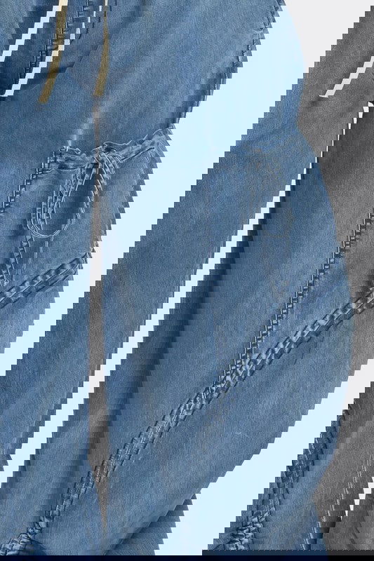 Urban Chic Drawstring Denim Cargo Pants - ShopEbonyMonique