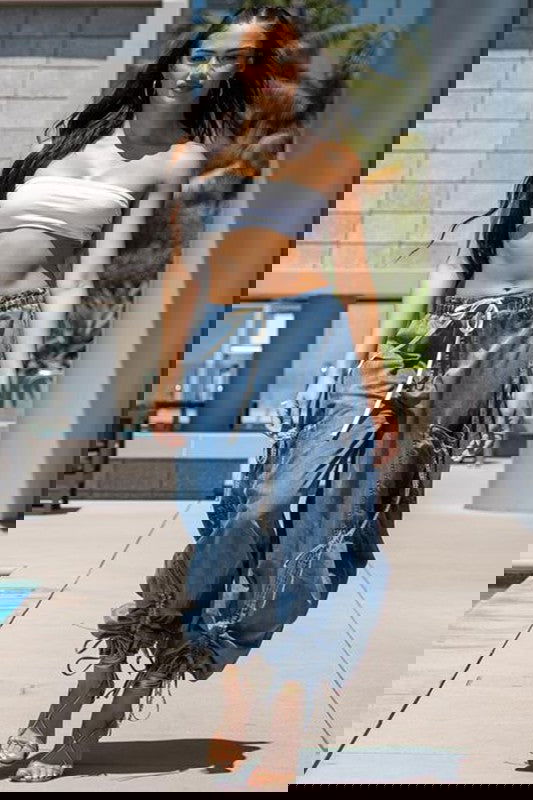 Urban Chic Drawstring Denim Cargo Pants - ShopEbonyMonique