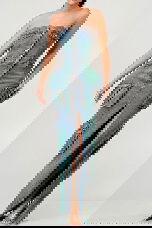 VINTAGE HAND WASHED BUTTON UP SLIT DRESS - ShopEbonyMonique