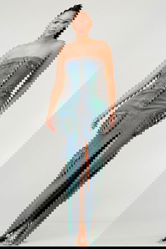 VINTAGE HAND WASHED BUTTON UP SLIT DRESS - ShopEbonyMonique