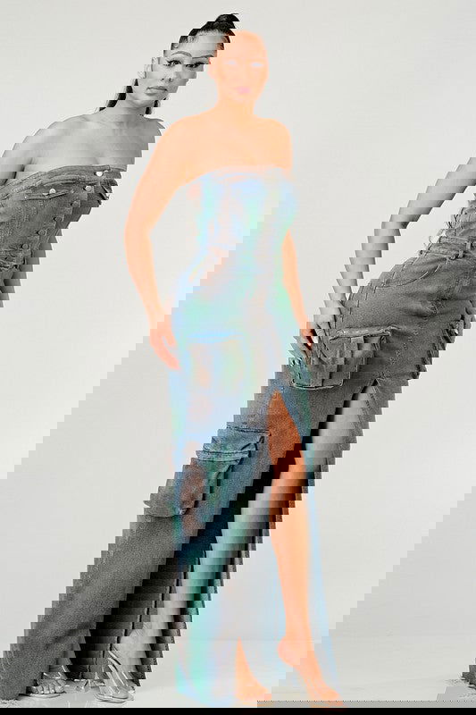 VINTAGE HAND WASHED BUTTON UP SLIT DRESS - ShopEbonyMonique