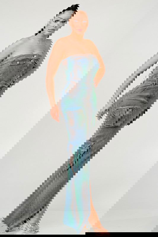 VINTAGE HAND WASHED BUTTON UP SLIT DRESS - ShopEbonyMonique