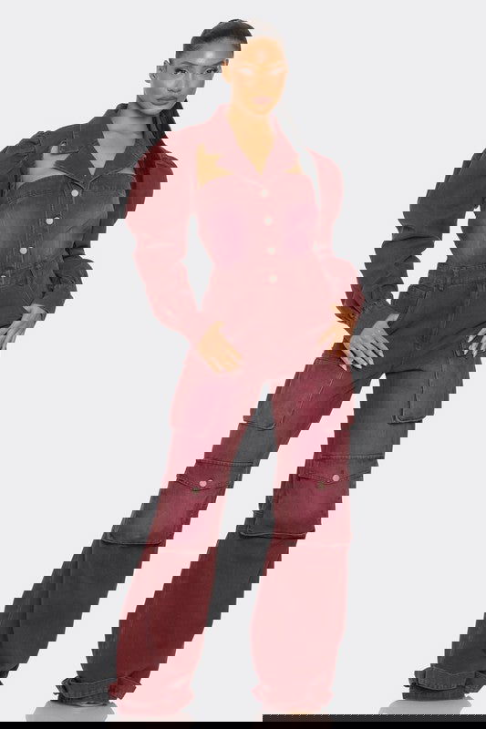 Vintage Inspired Utility Burgundy Jumpsuit - ShopEbonyMonique