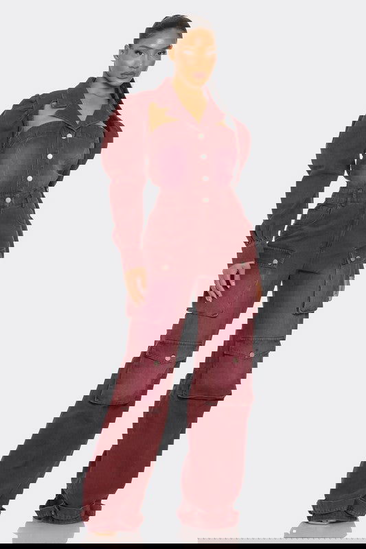 Vintage Inspired Utility Burgundy Jumpsuit - ShopEbonyMonique