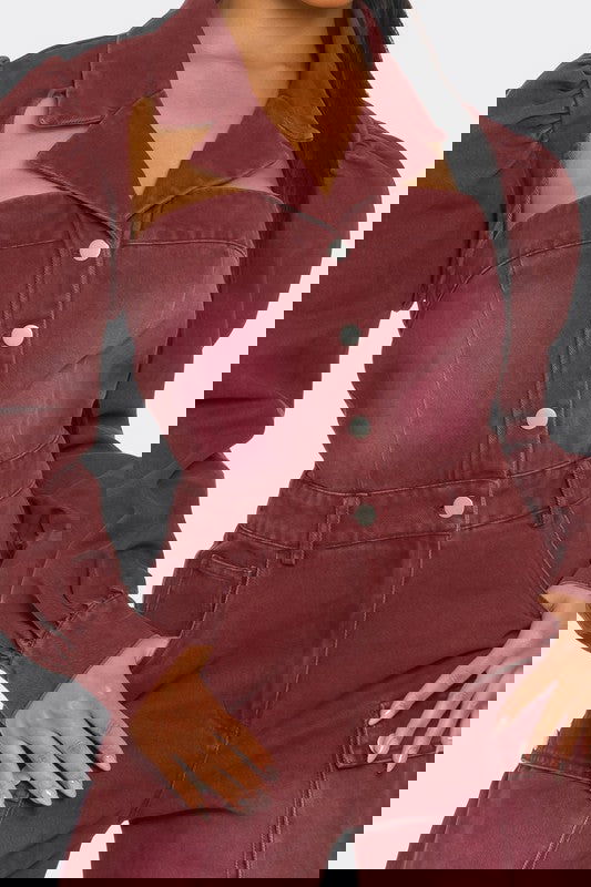 Vintage Inspired Utility Burgundy Jumpsuit - ShopEbonyMonique