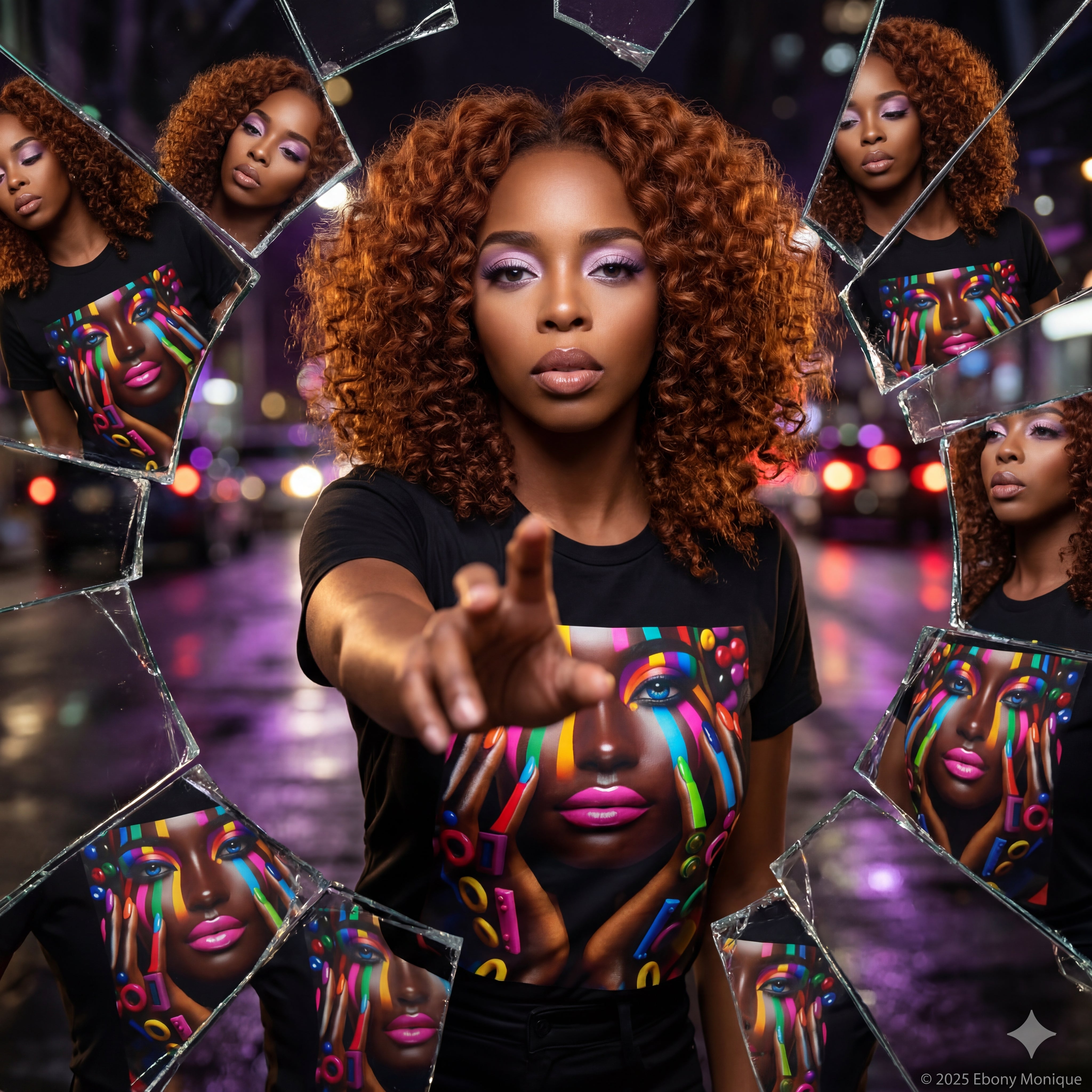 Colorful Pop-Art Afro Portrait T-Shirt