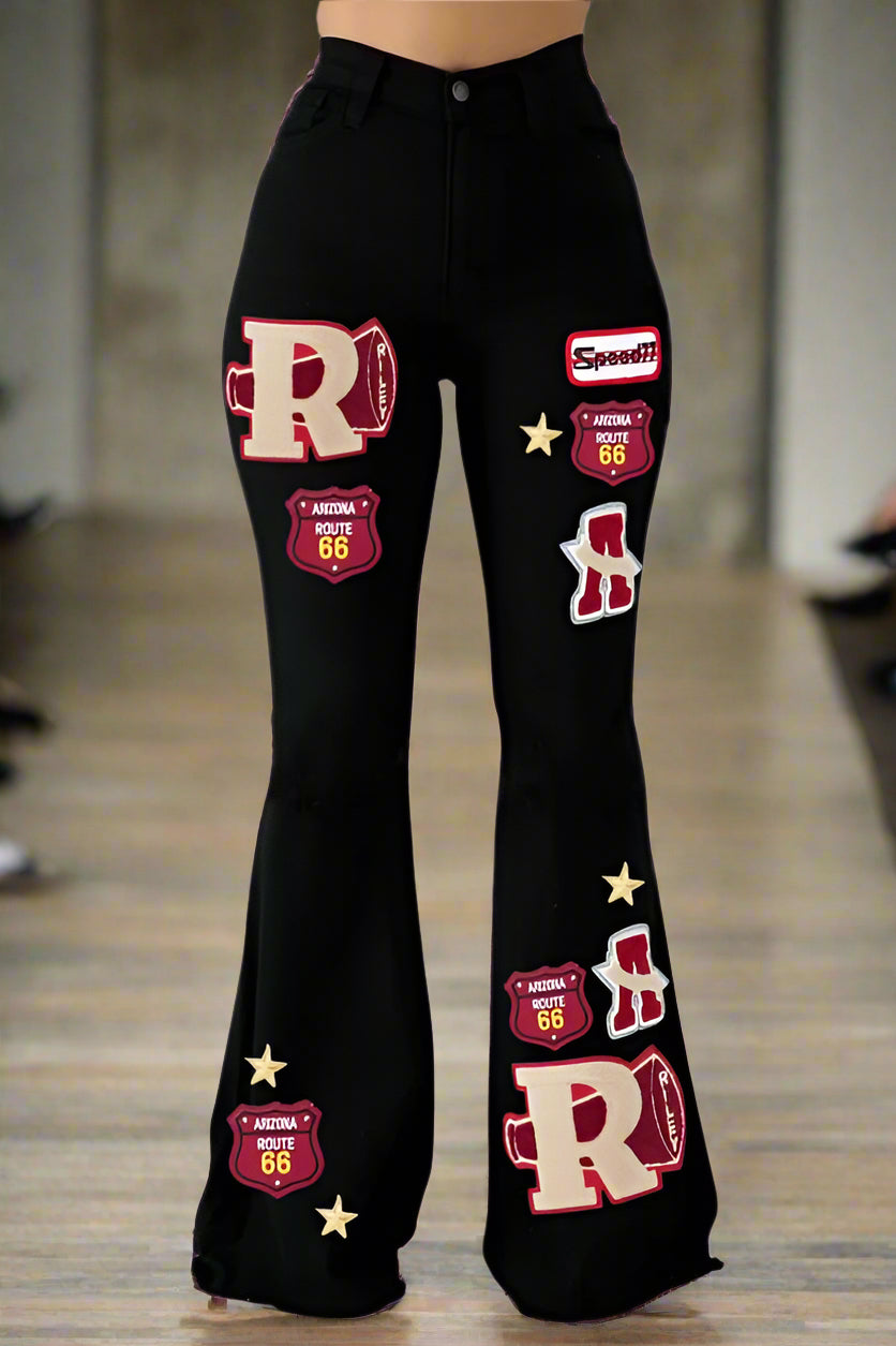 Varsity Bell Bottom Jean in Black