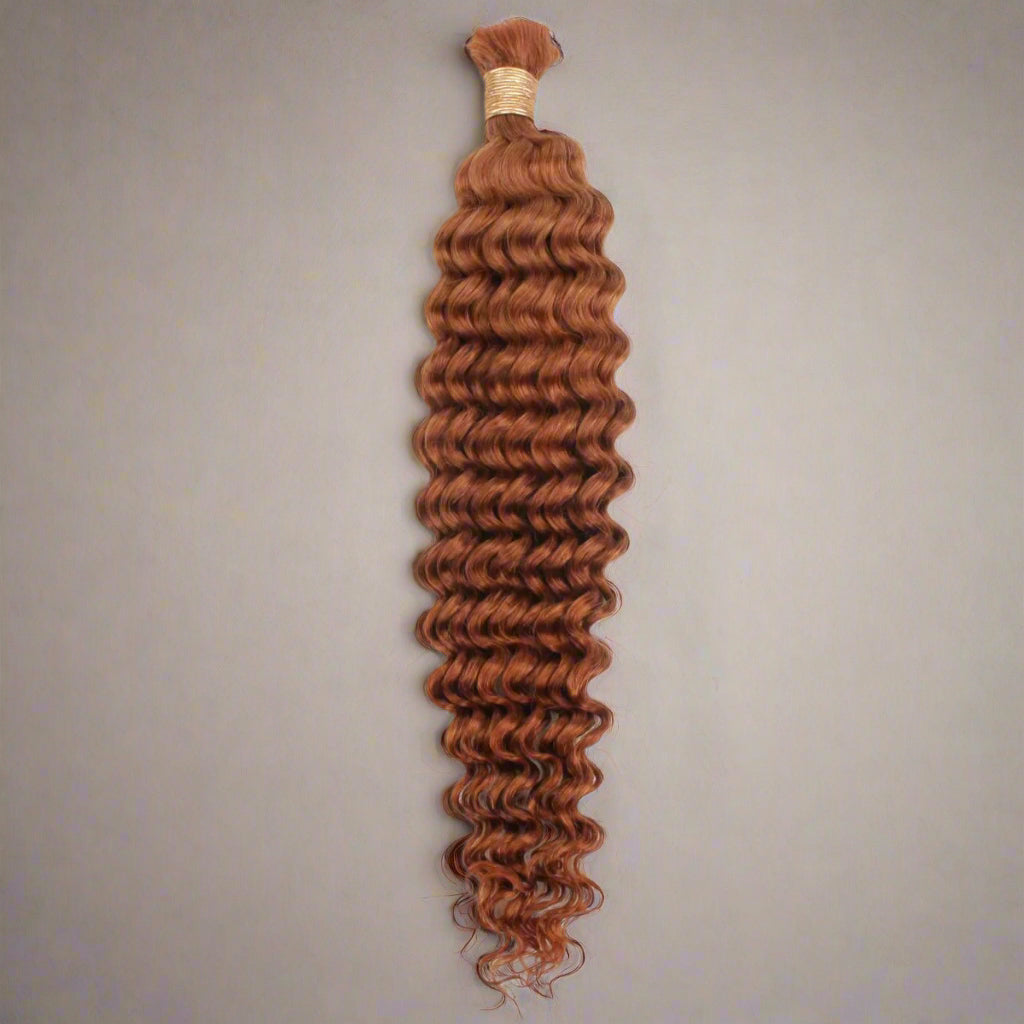 Copper Deep Wave Bulk Human Braiding Hair