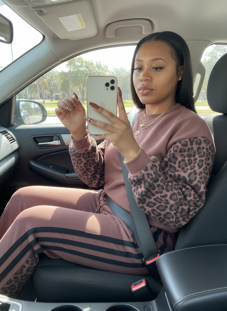 Leopard Print & Solid Stripes Contrast Loungewear