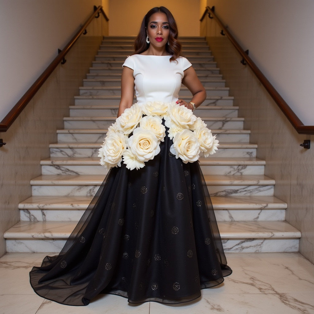 EM Floral 3D Flower Gown