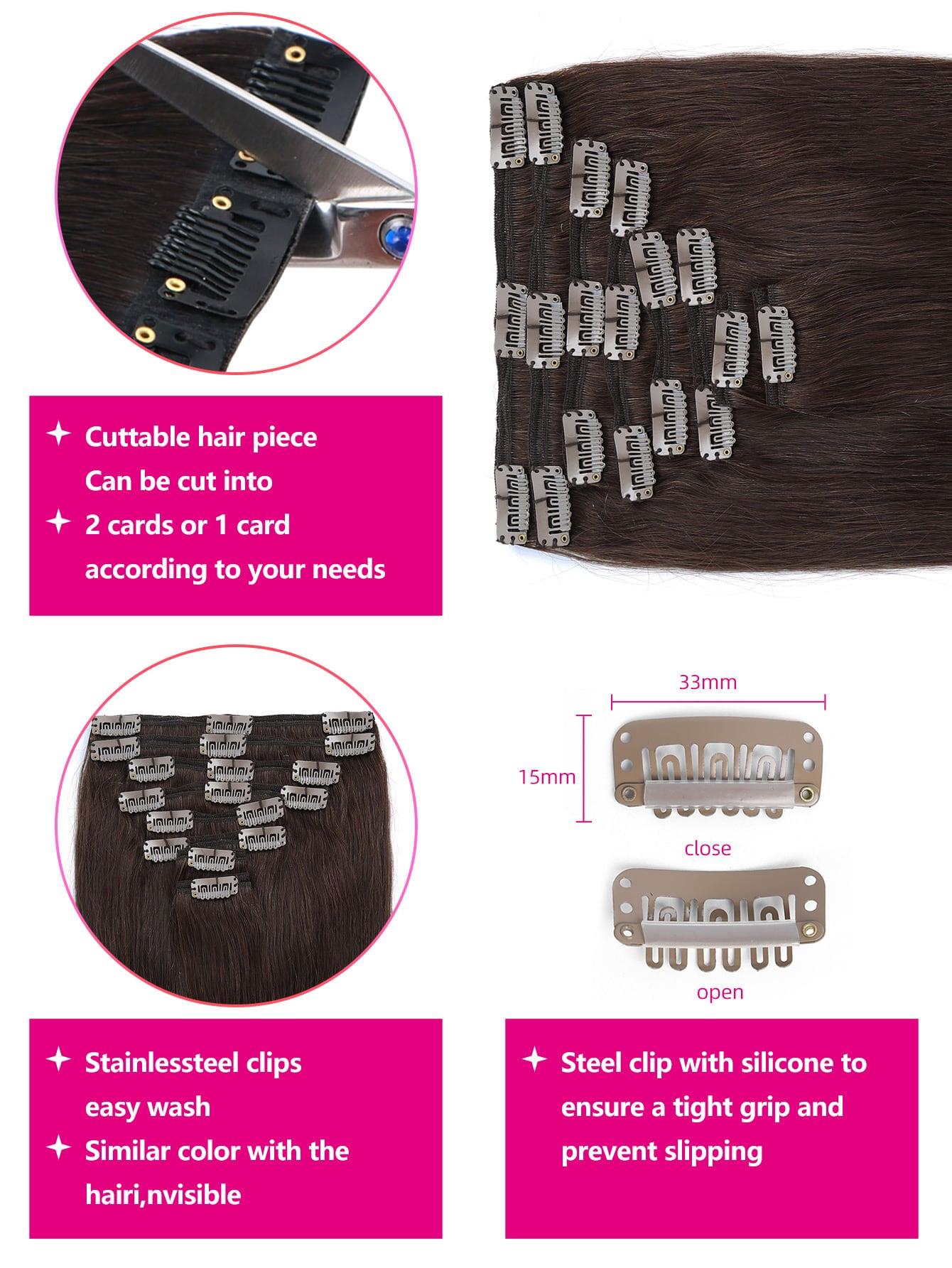 EM 8pcs Clip In Straight Human Hair - ShopEbonyMonique