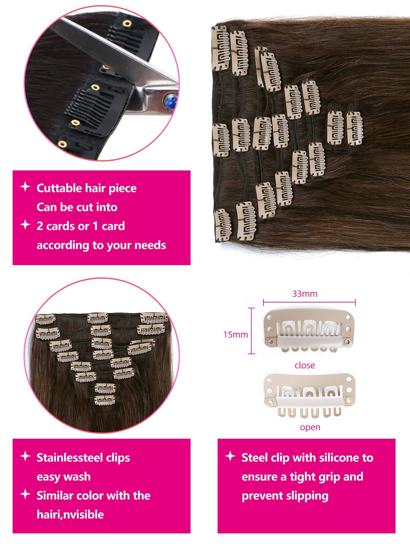 EM 8pcs Clip In Straight Human Hair - ShopEbonyMonique