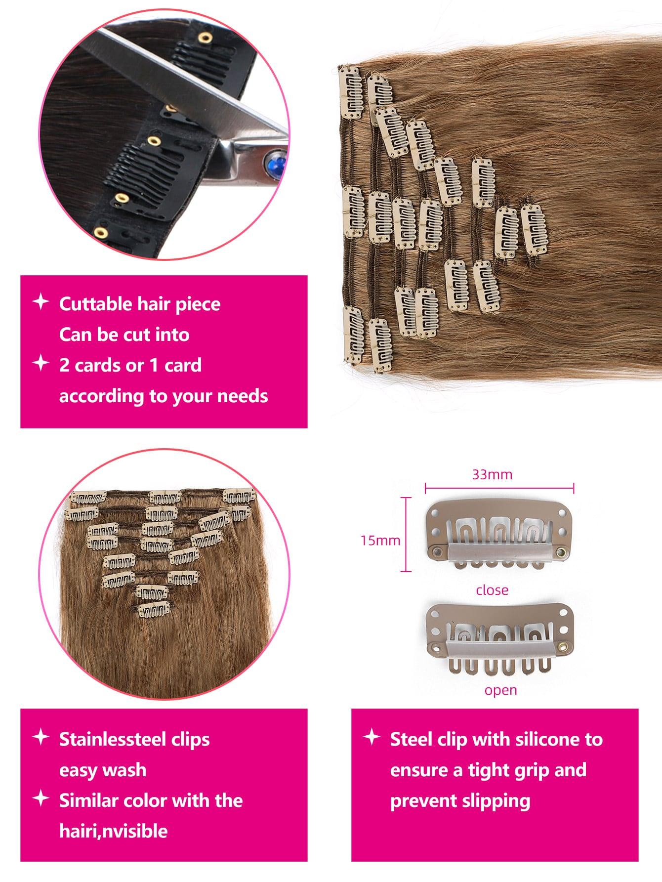 EM 8pcs Clip In Straight Human Hair - ShopEbonyMonique