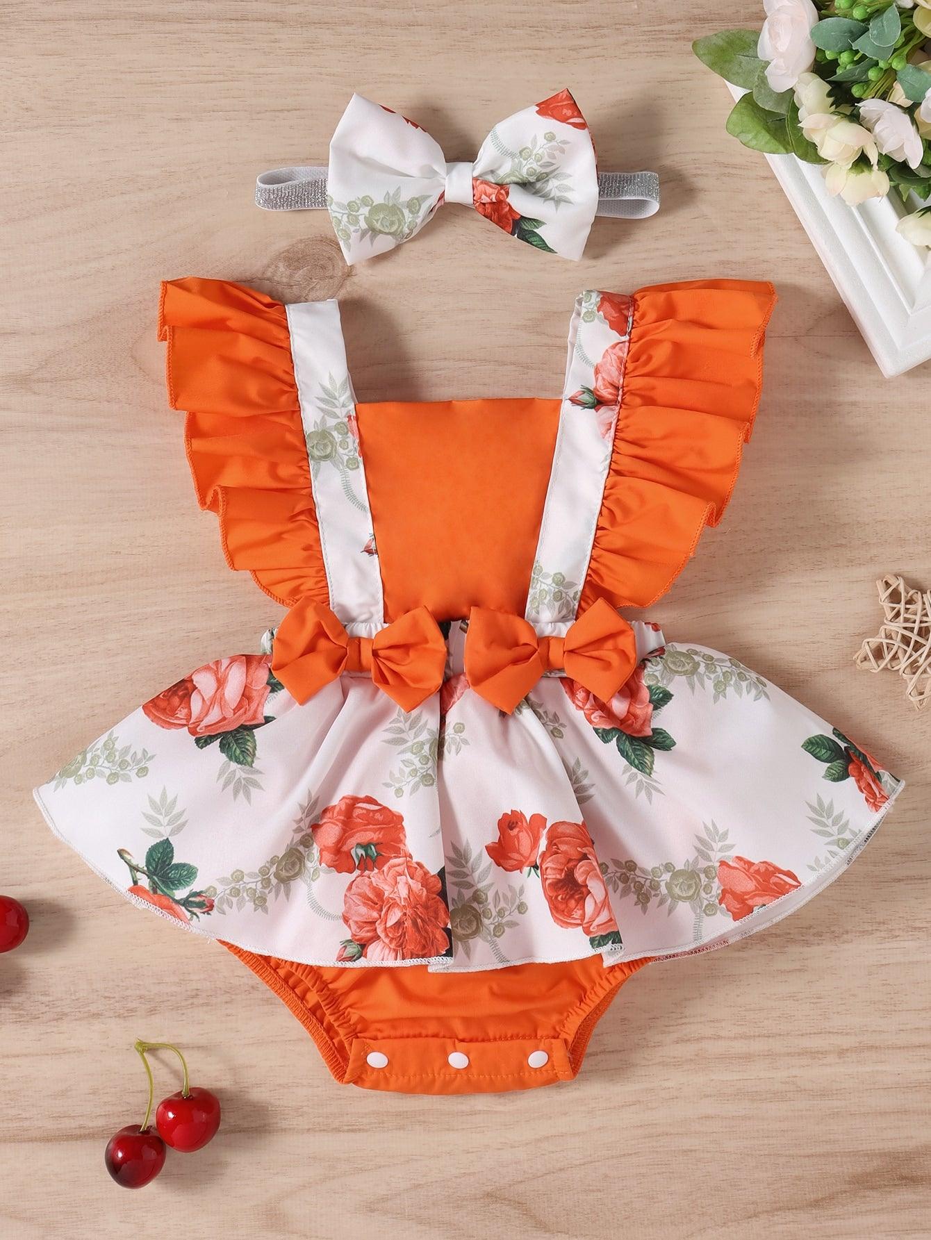 Ke'mora Baby Floral Bodysuit & Headband - ShopEbonyMonique