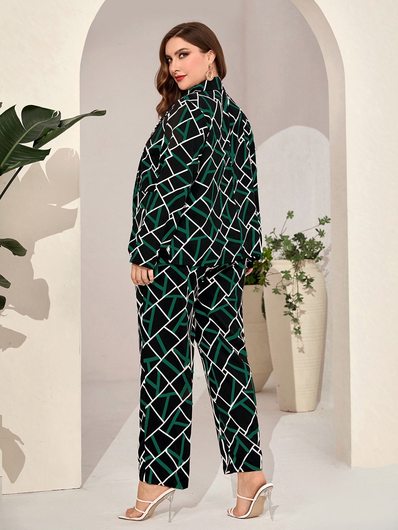Plus Geo Print Blazer & Pants - ShopEbonyMonique