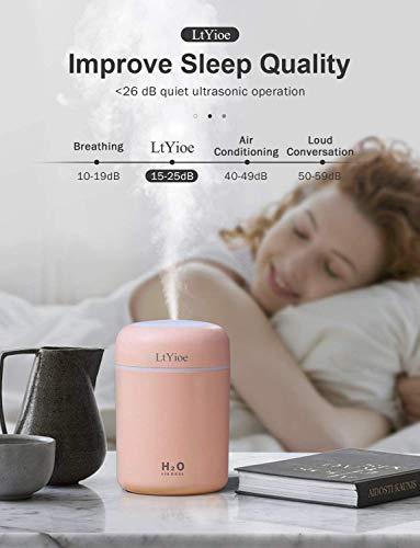 LtYioe Colorful Cool Mini Humidifier, USB Personal Desktop Humidifier for Car, Office Room, Bedroom,etc. Auto Shut-Off, 2 Mist Modes, Super Quiet. (Pink) - ShopEbonyMonique