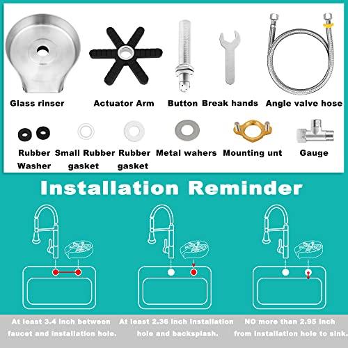 PIPPONER Upgrade 360°Rotating Spout Cup Washer for Sink,High-Pressure Spray Holes Glass Rinser for Kitchen Sink,Stainless Steel Glass Washer for Kitchen Sink,Bottle Washer for Sink.(Brushed Nickel) - ShopEbonyMonique