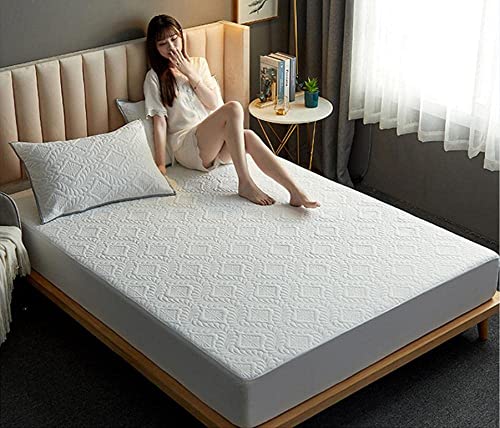 WCZDJ Mattress Protector, Deep Pocket Mattress Thick Waterproof Quilted Deep Pockets Fitted Sheets,Old Man Kids Solid Color Non Slip Printing Bed Sheets Grey 150cm*200cm - ShopEbonyMonique