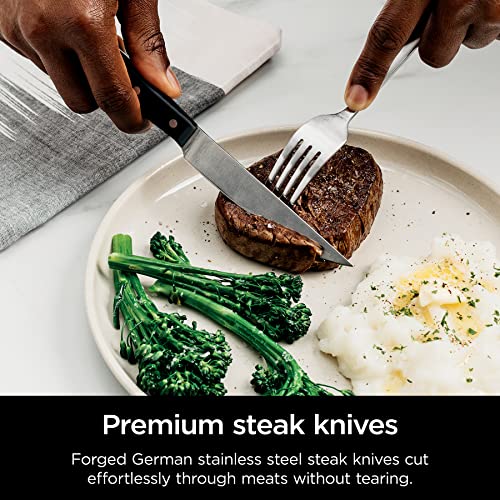 Ninja K52015 Foodi NeverDull 15 Piece Premium Knife System, Wood Series Block, German Stainless Steel, with Built-in Sharpener, Stainless Steel/Walnut - ShopEbonyMonique