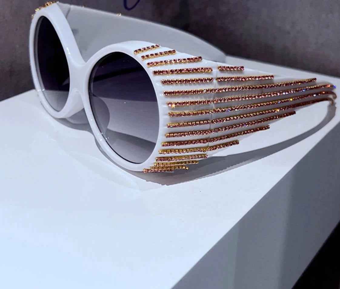 Bling Diamond Oval Punk Sunglasses - ShopEbonyMonique