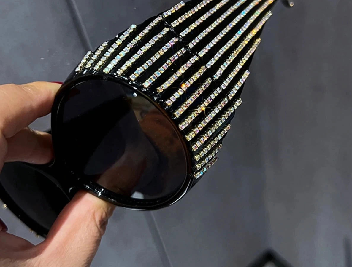 Bling Diamond Oval Punk Sunglasses - ShopEbonyMonique
