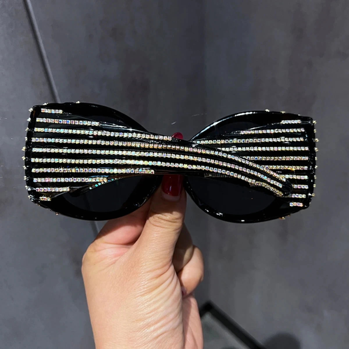 Bling Diamond Oval Punk Sunglasses - ShopEbonyMonique
