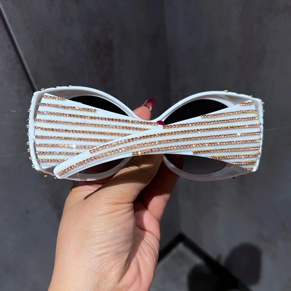 Bling Diamond Oval Punk Sunglasses - ShopEbonyMonique