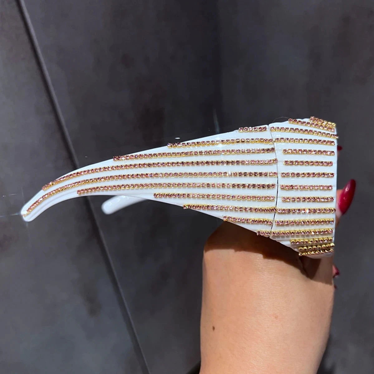 Bling Diamond Oval Punk Sunglasses - ShopEbonyMonique