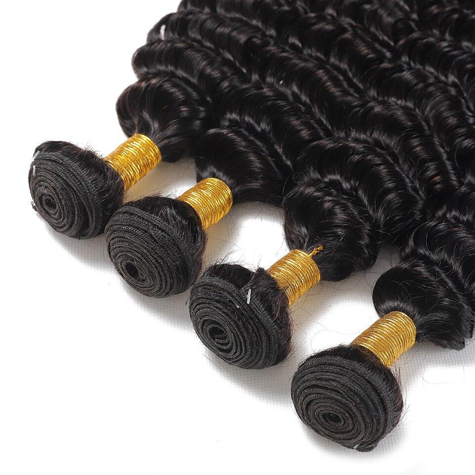 EM Brazilian 100% Human Hair Bundles Natural Color Deep Wave - ShopEbonyMonique