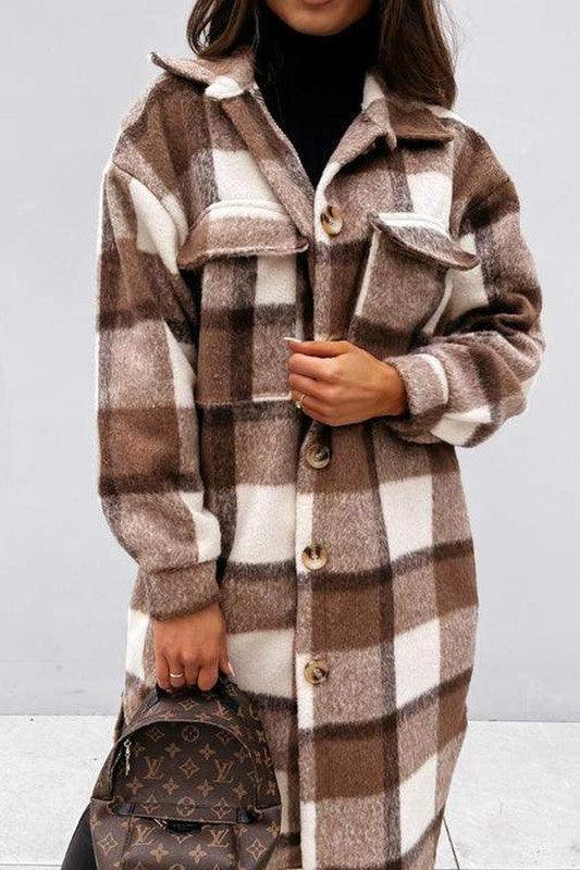 Brown Checker Coat - ShopEbonyMonique