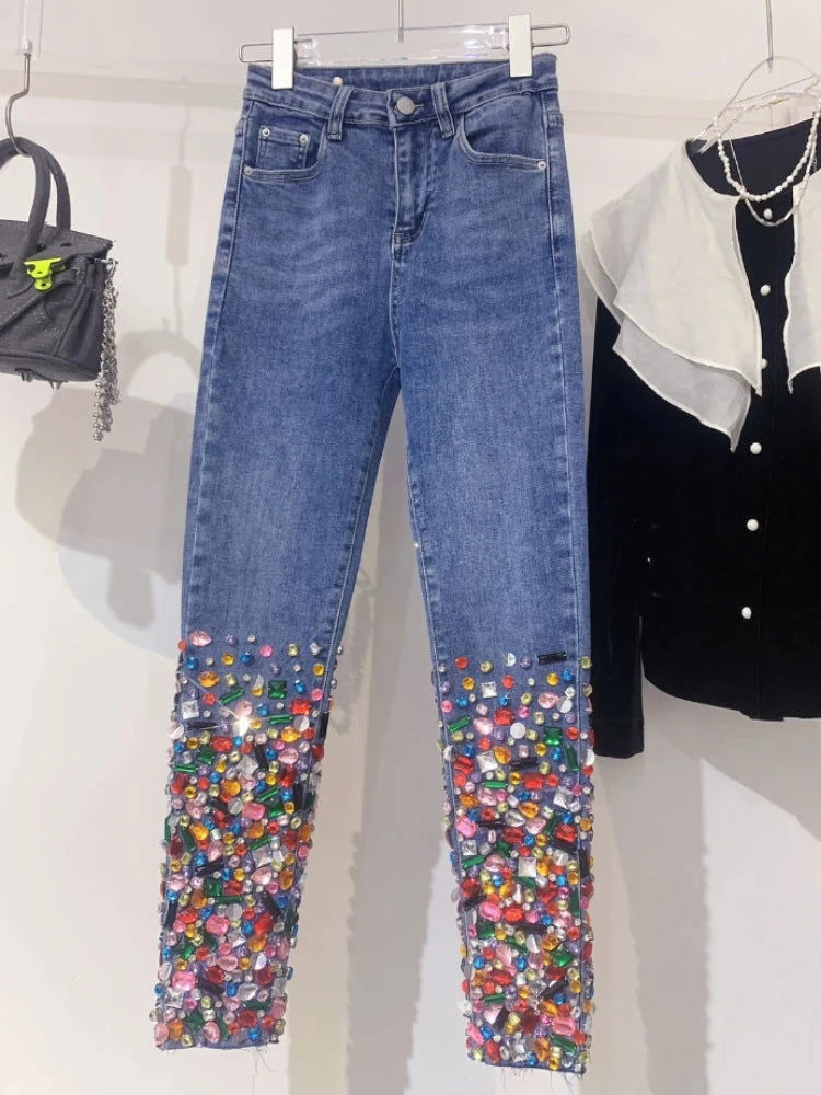 Diamond Design Comfortable Soft Stretch Denim Skinny Jeans - ShopEbonyMonique