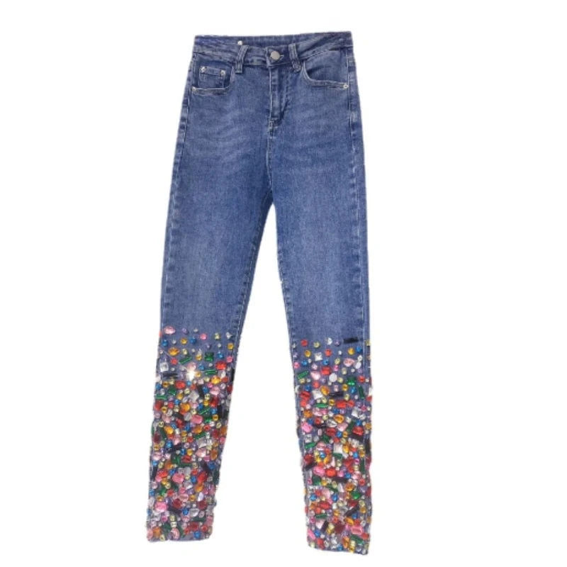 Diamond Design Comfortable Soft Stretch Denim Skinny Jeans - ShopEbonyMonique