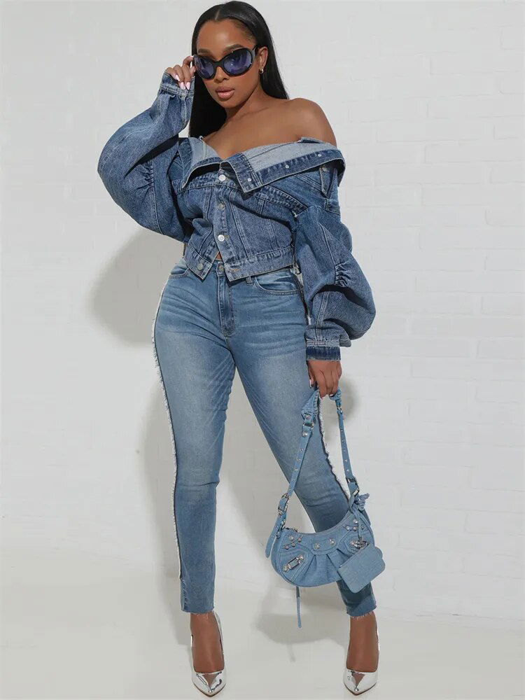 Drop Loose Blue Denim Jacket - ShopEbonyMonique