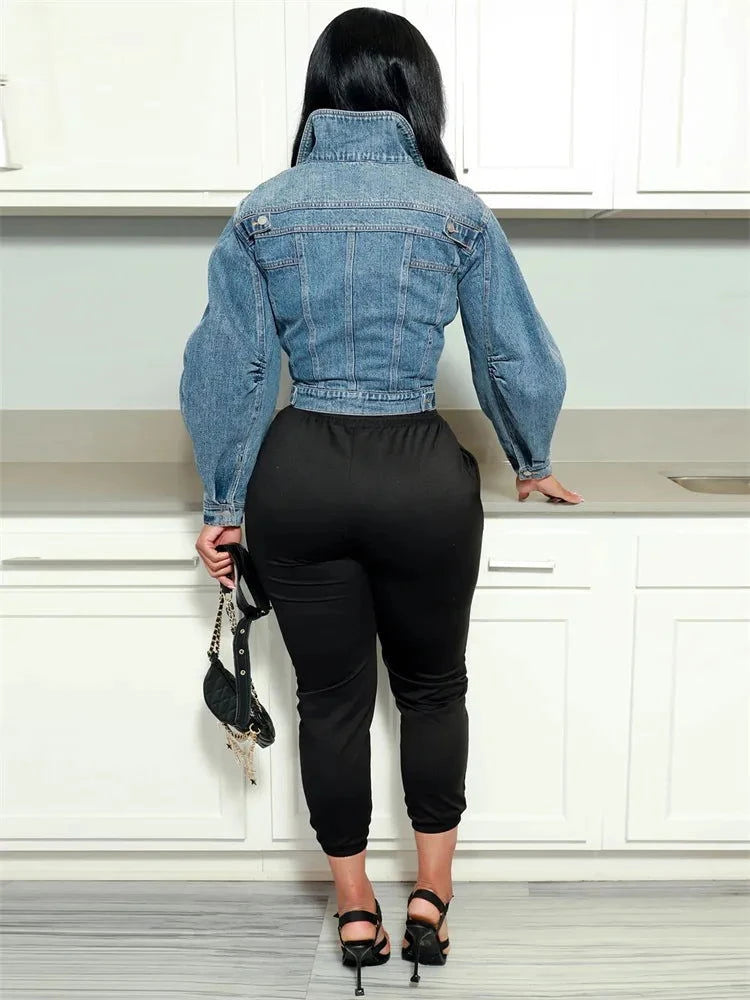 Drop Loose Blue Denim Jacket - ShopEbonyMonique