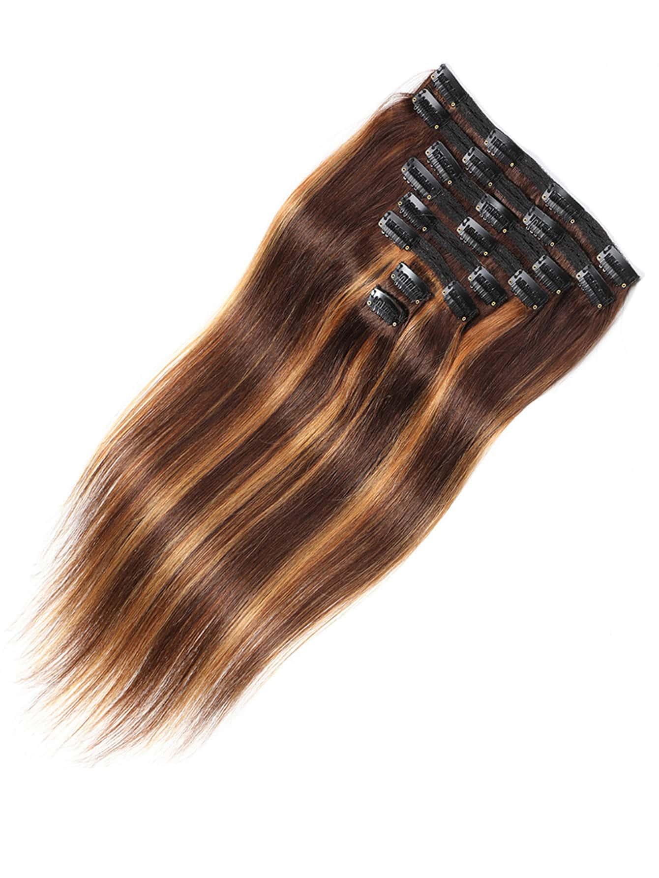 EM 8pcs Long Straight Clip In Human Hair - ShopEbonyMonique