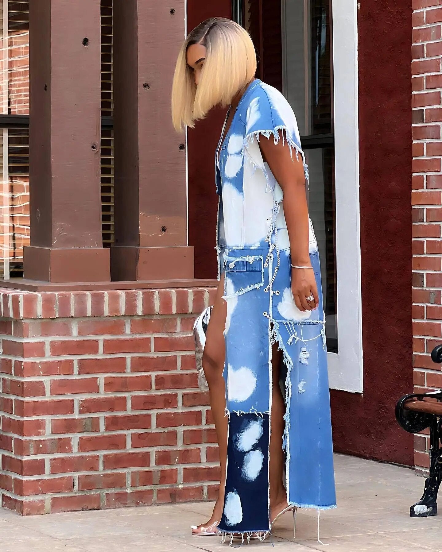 EM Brand Denim Ripped Cardigan - ShopEbonyMonique