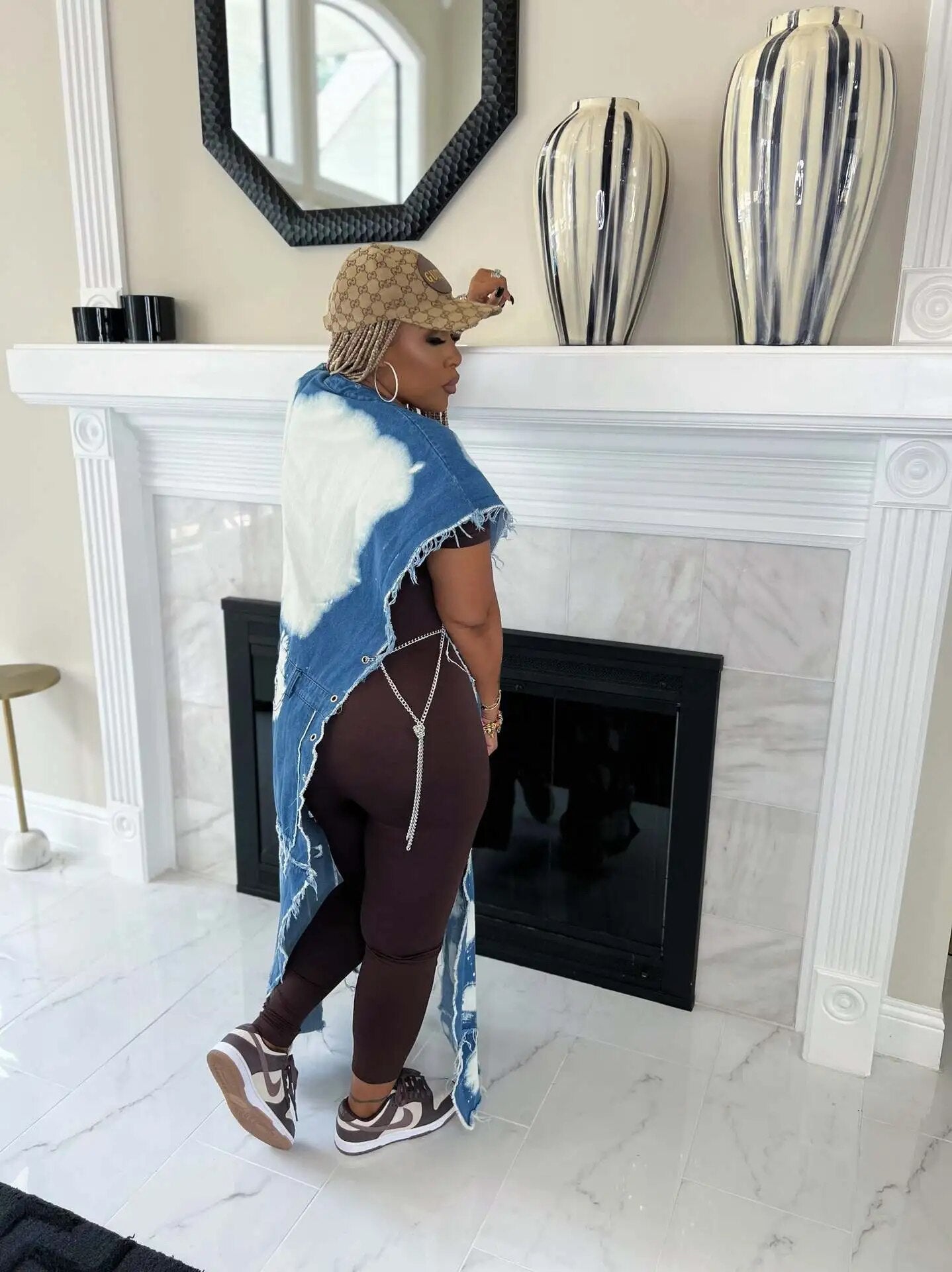 EM Brand Denim Ripped Cardigan - ShopEbonyMonique