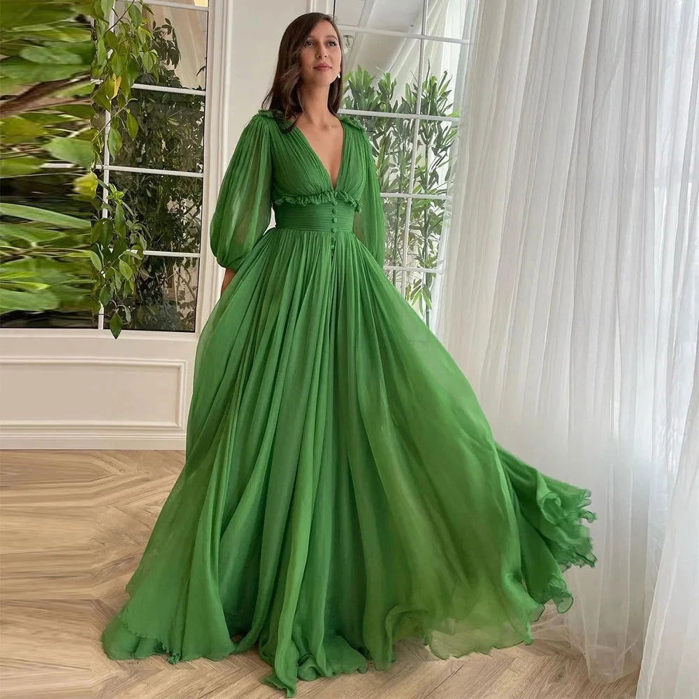 EM Chiffon Pleat Ruched A-Line Dress - ShopEbonyMonique