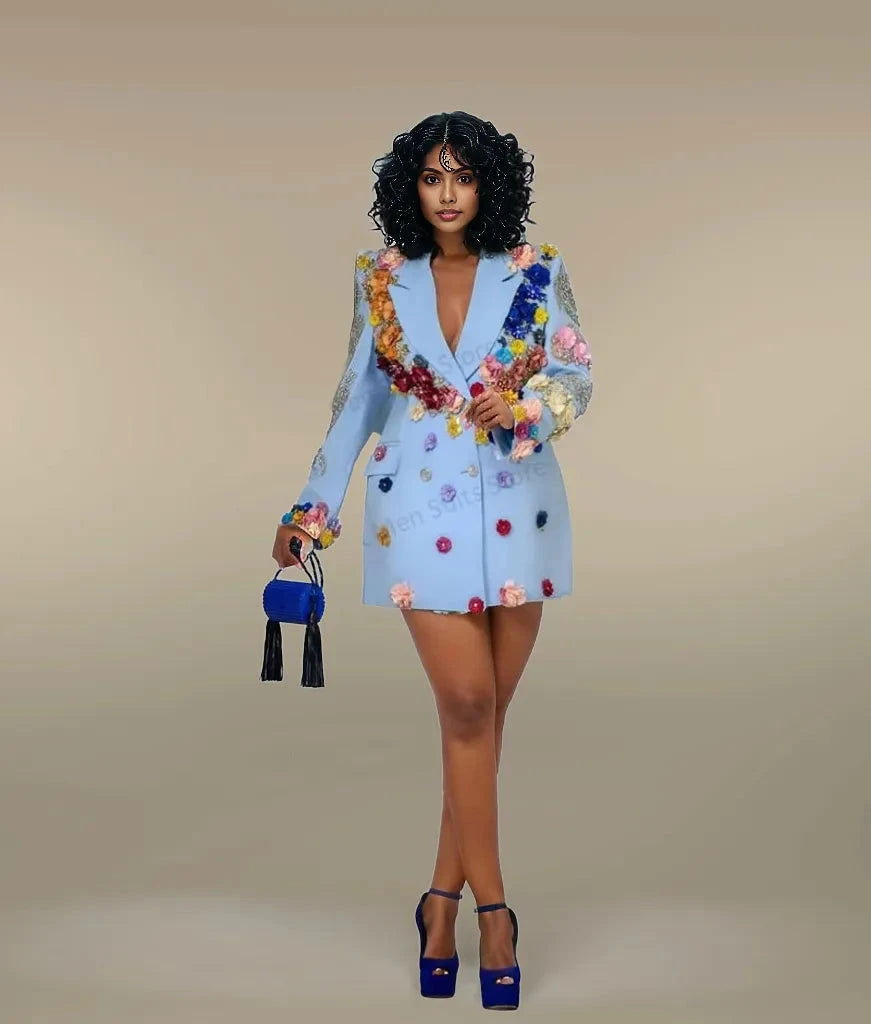 EM Flower Women Suit Blazer - ShopEbonyMonique