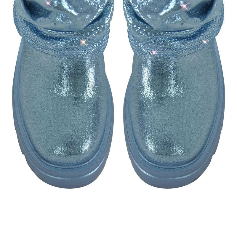 EM Fold Over Rhinestone Trim Boots - ShopEbonyMonique